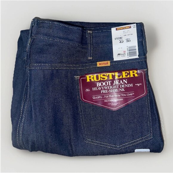 VTG Rustler Jeans NWT 42x30 Boot Cut Western Cowboy Denim Blue Deadstock Kmart - Picture 1 of 6